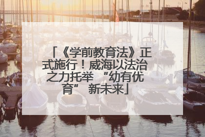 《学前教育法》正式施行！威海以法治之力托举 “幼有优育” 新未来