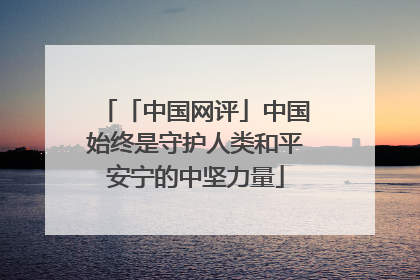 「中国网评」中国始终是守护人类和平安宁的中坚力量
