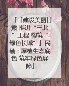 「建设美丽甘肃 推进“三北”工程 构筑“绿色长城”」民勤：厚植生态底色 筑牢绿色屏障