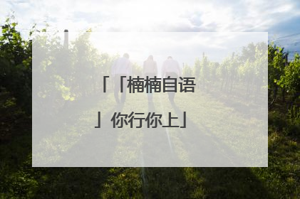 「楠楠自语」你行你上
