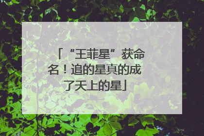 “王菲星”获命名！追的星真的成了天上的星