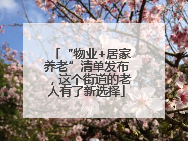 “物业+居家养老”清单发布，这个街道的老人有了新选择