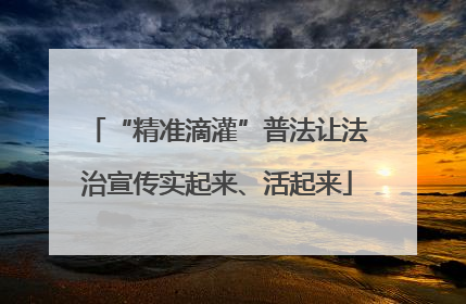 “精准滴灌”普法让法治宣传实起来、活起来