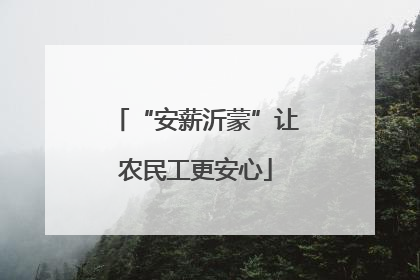 “安薪沂蒙”让农民工更安心