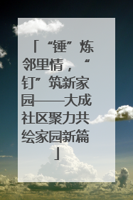 “锤”炼邻里情，“钉”筑新家园——大成社区聚力共绘家园新篇