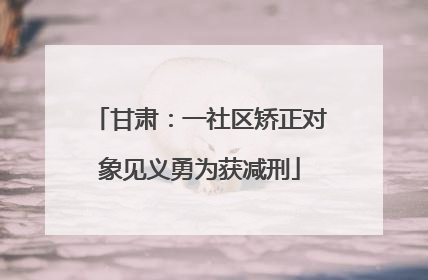 甘肃：一社区矫正对象见义勇为获减刑