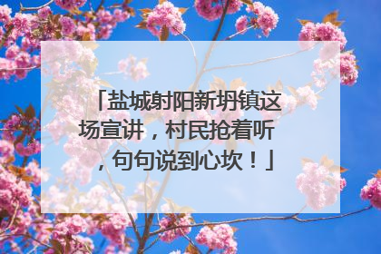 盐城射阳新坍镇这场宣讲，村民抢着听，句句说到心坎！
