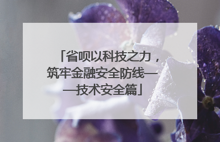 省呗以科技之力，筑牢金融安全防线——技术安全篇