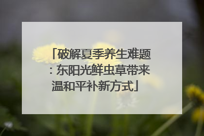 破解夏季养生难题：东阳光鲜虫草带来温和平补新方式