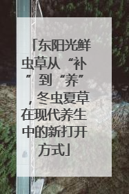 东阳光鲜虫草从“补”到“养”，冬虫夏草在现代养生中的新打开方式
