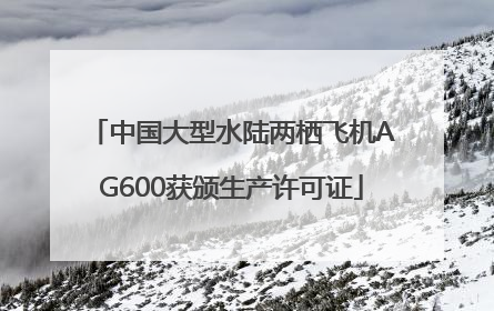 中国大型水陆两栖飞机AG600获颁生产许可证
