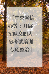 中央网信办等：开展军队文职人员考试培训专项整治