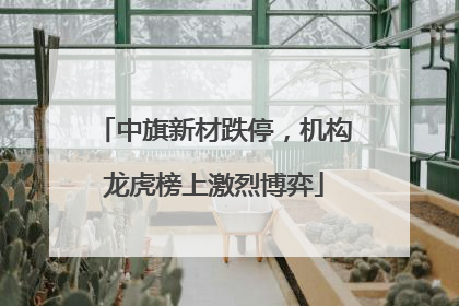 中旗新材跌停，机构龙虎榜上激烈博弈