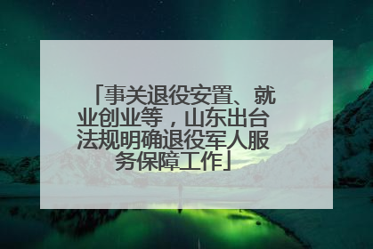 事关退役安置、就业创业等，山东出台法规明确退役军人服务保障工作