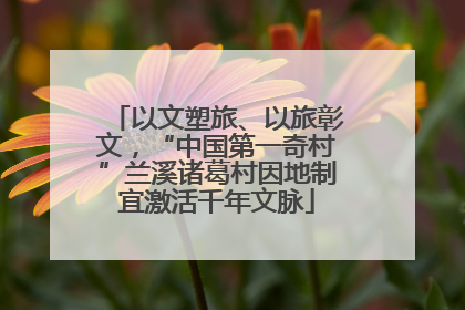 以文塑旅、以旅彰文，“中国第一奇村”兰溪诸葛村因地制宜激活千年文脉