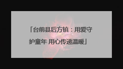 台前县后方镇：用爱守护童年 用心传递温暖
