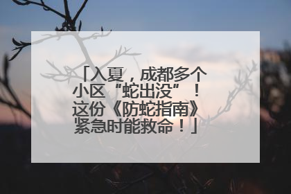 入夏，成都多个小区“蛇出没”！这份《防蛇指南》紧急时能救命！