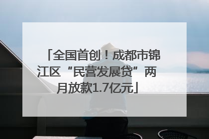 全国首创！成都市锦江区“民营发展贷”两月放款1.7亿元