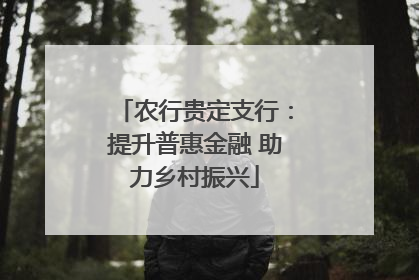农行贵定支行：提升普惠金融 助力乡村振兴