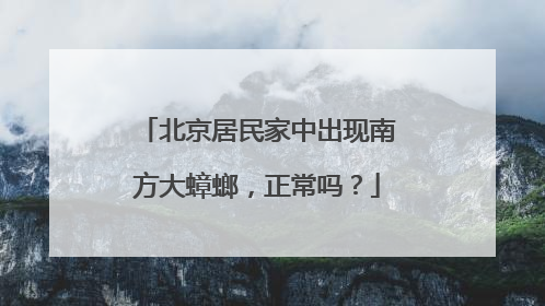北京居民家中出现南方大蟑螂，正常吗？