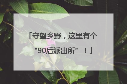 守望乡野，这里有个“90后派出所”！