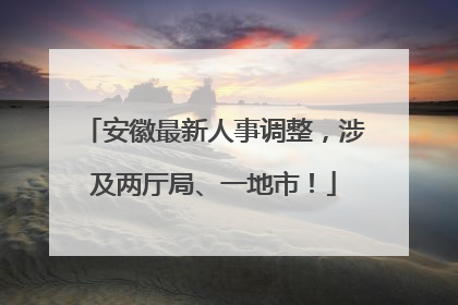 安徽最新人事调整，涉及两厅局、一地市！