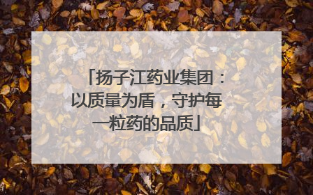 扬子江药业集团：以质量为盾，守护每一粒药的品质