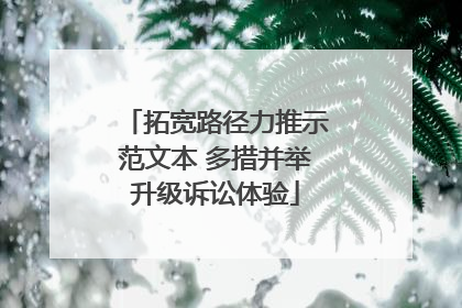 拓宽路径力推示范文本 多措并举升级诉讼体验