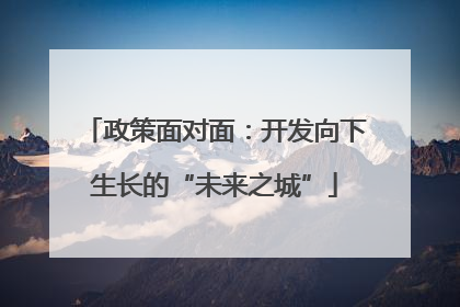 政策面对面：开发向下生长的“未来之城”