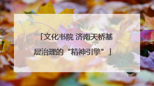 文化书院 济南天桥基层治理的“精神引擎”