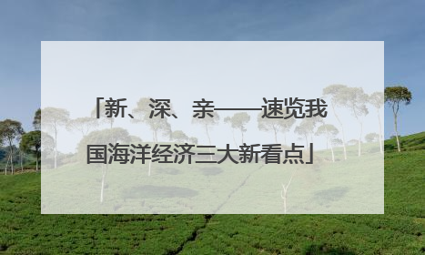 新、深、亲——速览我国海洋经济三大新看点