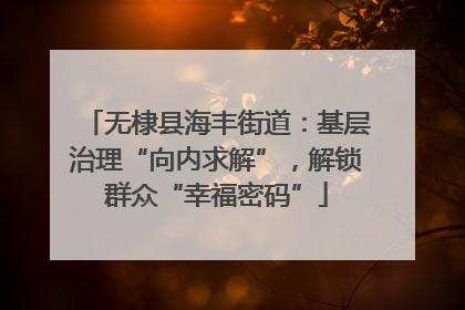 无棣县海丰街道：基层治理“向内求解”，解锁群众“幸福密码”