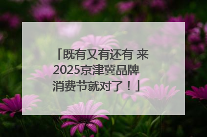既有又有还有 来2025京津冀品牌消费节就对了！