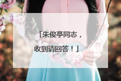 朱俊亭同志，收到请回答！