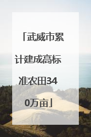 武威市累计建成高标准农田340万亩