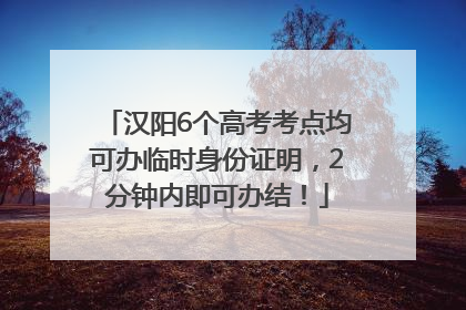 汉阳6个高考考点均可办临时身份证明，2分钟内即可办结！