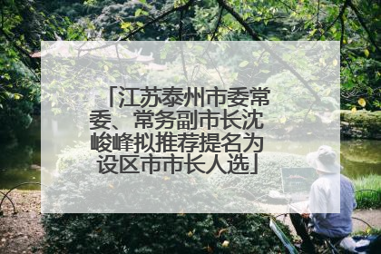 江苏泰州市委常委、常务副市长沈峻峰拟推荐提名为设区市市长人选