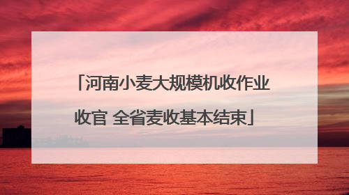 河南小麦大规模机收作业收官 全省麦收基本结束