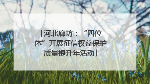 河北廊坊：“四位一体”开展征信权益保护质量提升年活动