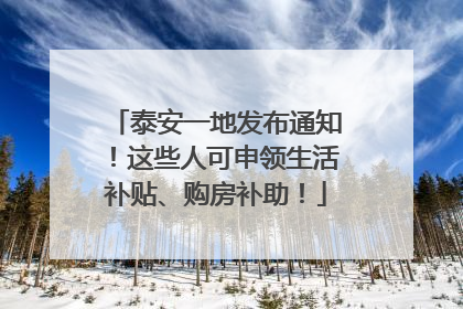 泰安一地发布通知！这些人可申领生活补贴、购房补助！