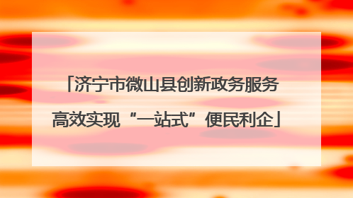 济宁市微山县创新政务服务 高效实现“一站式”便民利企