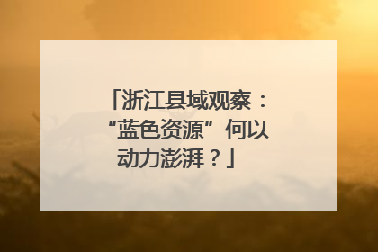 浙江县域观察：“蓝色资源”何以动力澎湃？