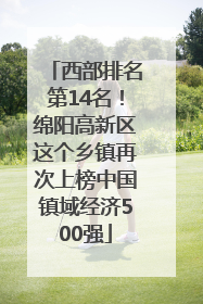 西部排名第14名！绵阳高新区这个乡镇再次上榜中国镇域经济500强