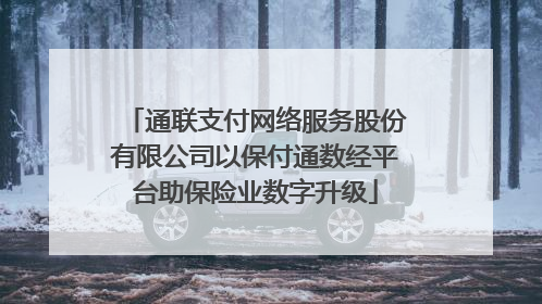 通联支付网络服务股份有限公司以保付通数经平台助保险业数字升级