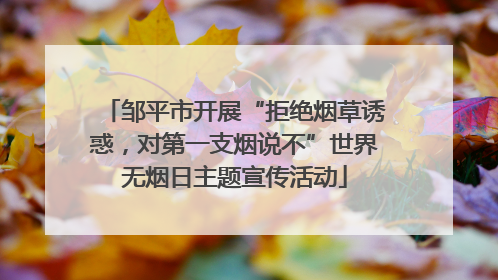 邹平市开展“拒绝烟草诱惑，对第一支烟说不”世界无烟日主题宣传活动