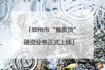 郑州市“豫质贷”融资业务正式上线