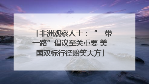 非洲观察人士：“一带一路”倡议至关重要 美国双标行径贻笑大方