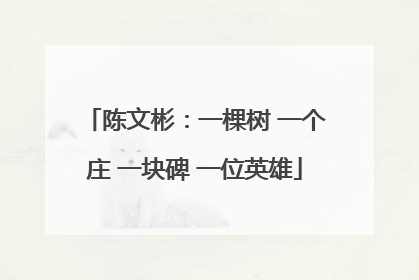 陈文彬：一棵树 一个庄 一块碑 一位英雄
