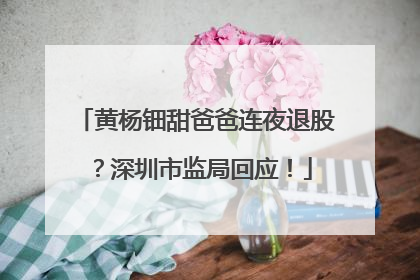 黄杨钿甜爸爸连夜退股？深圳市监局回应！