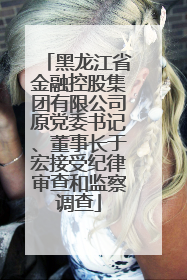 黑龙江省金融控股集团有限公司原党委书记、董事长于宏接受纪律审查和监察调查